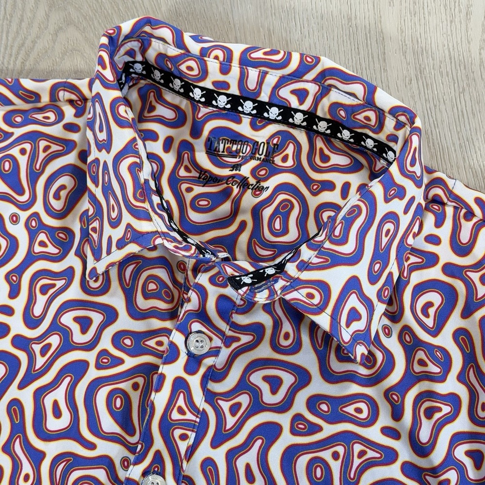 Tattoo Golf Vapor Collection Performance Polo Shirt Mens Medium Skull